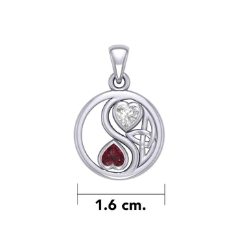 Celtic Yin Yang Love Silver Pendant with Gemstone TPD6019 - Jewelry